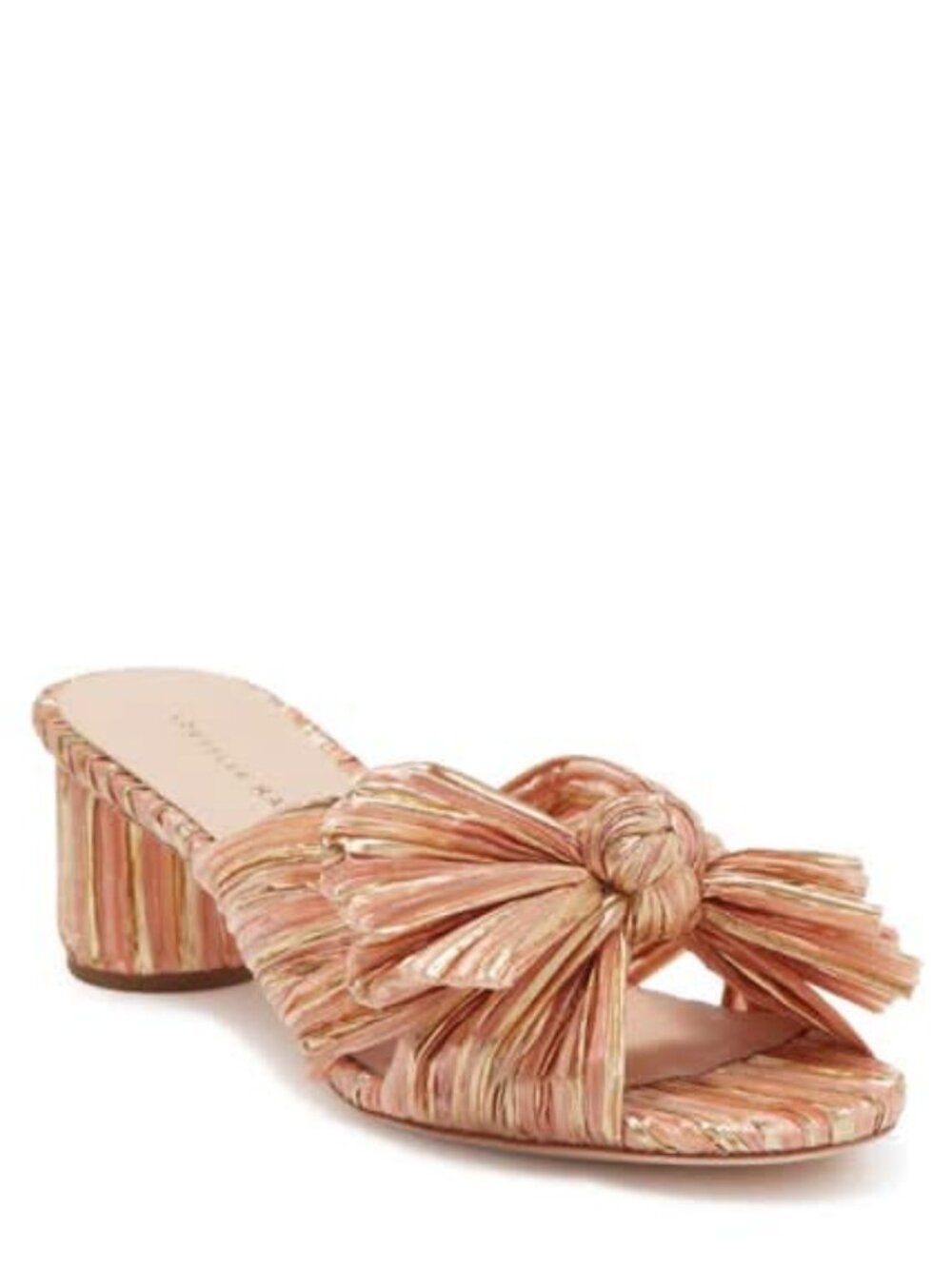 Loeffler Randall Emilia Pleated Knot Slide Sandal Bermuda Pink Gold Size 9